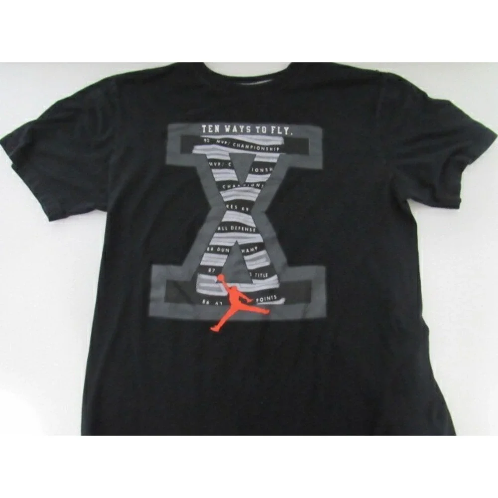 Jordan Ten Ways to‎ Fly  Black T-Shirt Sz L
